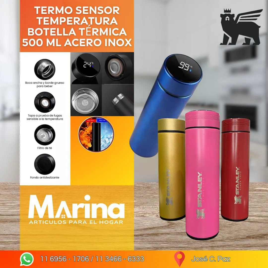 Termo Sensor Temperatura Botella Termica 500 ml Acero Inox